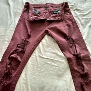 Red ripped jeans